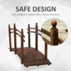 7.5 Ft Wooden Garden Bridge with Hand Rails in Carbonized Wood Finish