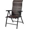 Outdoor/Indoor Folding Patio Chair with Brown Rattan Seat and High Back-Rest