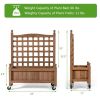 Solid Fir Wood Outdoor Raised Garden Bed Planter Box Cart on Wheels with Trellis