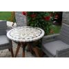 Round 30-inch Bistro Style Outdoor Patio Table with Marble Tile Top