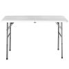 White HDPE Plastic Heavy Duty Indoor Outdoor Folding Table with Steel Frame