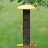 Durable Metal Mesh Tube Hanging Bird Feeder with Yellow Top and Perch