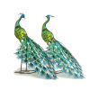 Set of 2 Large Colorful Peacocks with Jewels "Royal and Sapphire"