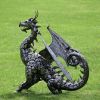 4.5 ft. Tall Large Iron Dragon Statue with Curly Tail "Igor"