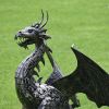 4.5 ft. Tall Large Iron Dragon Statue with Curly Tail "Igor"