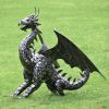 4.5 ft. Tall Large Iron Dragon Statue with Curly Tail "Igor"