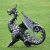 4.5 ft. Tall Large Iron Dragon Statue with Curly Tail "Igor"