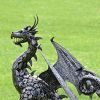 4.5 ft. Tall Large Iron Dragon Statue with Curly Tail "Igor"