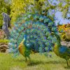 Set of 2 Large Peacocks with Crystal Detail "Gem and Jewel"