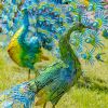 Set of 2 Large Peacocks with Crystal Detail "Gem and Jewel"