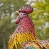 5.5 ft. Tall Iron Rooster Garden Statue "Robert"