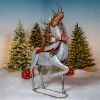 Set of 3 Large Galvanized Reindeer with Bows and Bells