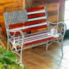 "Proud to Be an American" Flag Iron Garden Bench