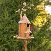 Two Story Farmhouse Copper Color Birdhouse Stake