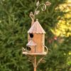 Two Story Farmhouse Copper Color Birdhouse Stake