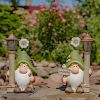 Set of 2 Spring Garden Gnomes w/ Solar Lanterns "Shortstack & Dinkle"