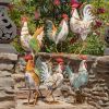 Set of 6 Assorted Painted Iron Rooster Figurines