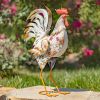 Set of 6 Assorted Painted Iron Rooster Figurines