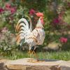 Set of 6 Assorted Painted Iron Rooster Figurines