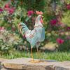 Set of 6 Assorted Painted Iron Rooster Figurines