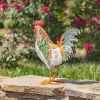 Set of 6 Assorted Painted Iron Rooster Figurines