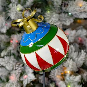 30.9" Tall Multi-Colored Christmas Ball Ornament Metal Garden Stake