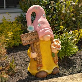 Magnesium Garden Gnome Holding Wooden Sign and Flowers "The Smallfries"