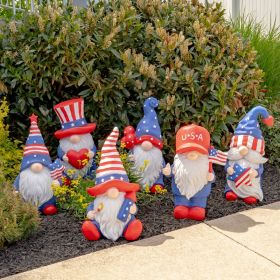 "The Americanos" Set of 6 Assorted American Patriot Garden Gnomes (includes: ZR210007, ZR210008, ZR210009, ZR210010, ZR210011, ZR210012)