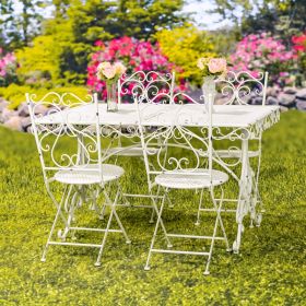 "Solebury" Five-Piece Metal Dining Set in Antique White