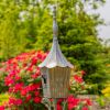 66" Tall Iron Birdhouse Stake in Antique Silver "Verona"