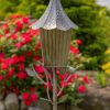 66" Tall Iron Birdhouse Stake in Antique Silver "Verona"