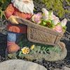 17" Tall Spring Gnome Garden Statue with Wheelbarrow