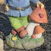 16" Tall Spring Gnome Garden Statue with Mushrooms