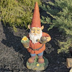 20.5" Tall Spring Gnome Garden Statue with Flower Pot and Water Can