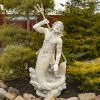 48" Tall Magnesium Merman Garden Statue Throwing Trident in Antique Grey "Scotty"