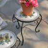 "Marisol" Set of 2 Round Iron Mosaic Plant Stands