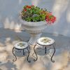 "Marisol" Set of 2 Round Iron Mosaic Plant Stands