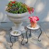 "Marisol" Set of 2 Round Iron Mosaic Plant Stands