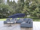 10' Navy Blue Polyester Square Tilt Cantilever Patio Umbrella With Stand