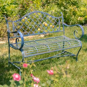 "Stephania" Victorian-Style Iron Garden Bench (Colors_Zaer: Cobalt Blue)