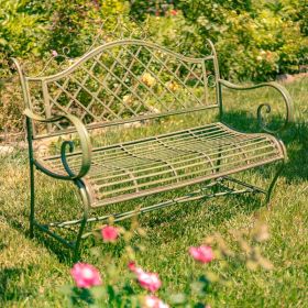 "Stephania" Victorian-Style Iron Garden Bench (Colors_Zaer: Antique Green)