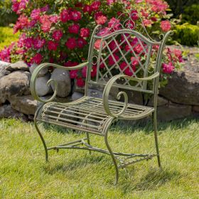 "Stephania" Victorian-Style Iron Garden Armchair (Colors_Zaer: Antique Green)