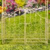 96" Tall Garden Gate Archway with 2 Side Plant Stands in Antique  White "Genevieve"