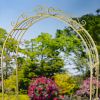 96" Tall Garden Gate Archway with 2 Side Plant Stands in Antique  White "Genevieve"