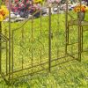 96" Tall Garden Gate Archway with 2 Side Plant Stands in Antique  White "Genevieve"