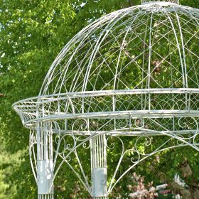 "Zina" Large Round Iron Garden Gazebo (Colors_Zaer: Antique White)