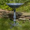 27" Tall Ornate Pedestal Birdbath with Little Bird Details