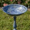 27" Tall Ornate Pedestal Birdbath with Little Bird Details