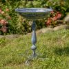 27" Tall Ornate Pedestal Birdbath with Little Bird Details