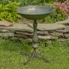 27" Tall Ornate Pedestal Birdbath with Little Bird Details